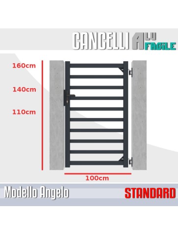 cancelletto pedonale alluminio misure larghezza 1m e altezza 110cm misure standard