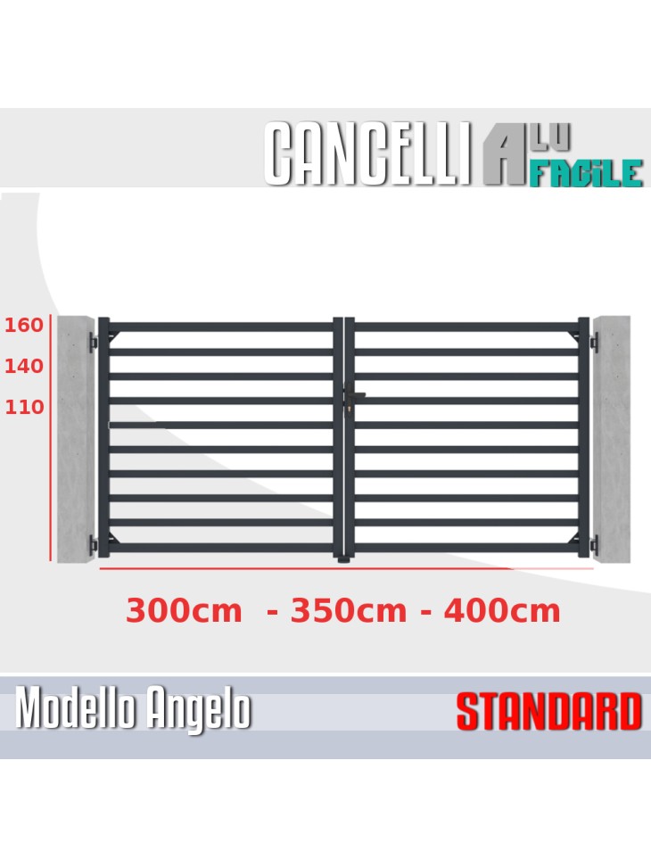 cancello battente alluminio misure larghezza  misure standard