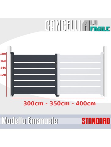 cancello a battente  alluminio misure larghezza 3m 3,5m 4m altezza 120cm 140cm 160cm 180cm misure standard