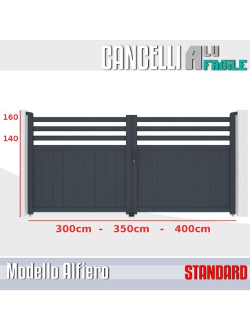 cancello a battente  alluminio misure larghezza 3m 3,5m 4m altezza  140cm 160cm 180cm misure standard