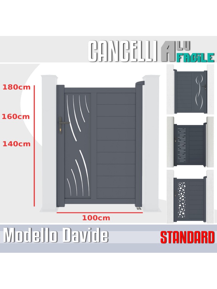 cancelletto pedonale alluminio misure larghezza 1m e altezza 120cm 140cm 160cm 180cm misure standard