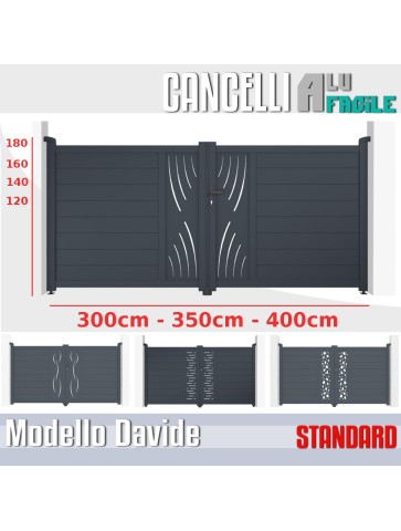 cancello a battente  alluminio misure larghezza 3m 3,5m 4m altezza 120cm 140cm 160cm 180cm misure standard