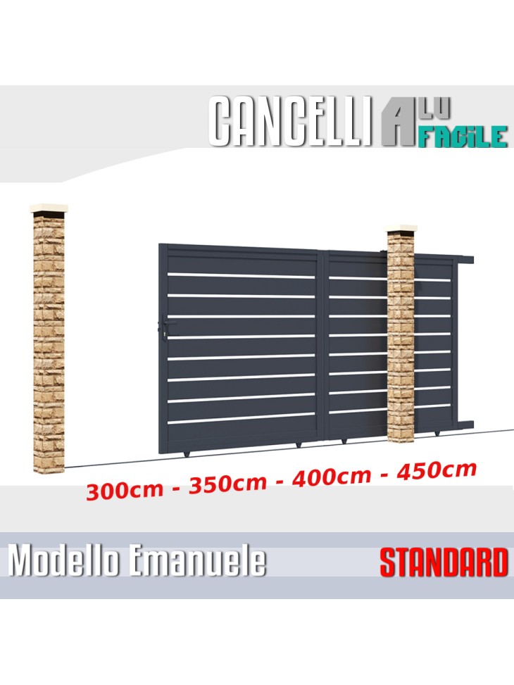 cancello scorrevole  alluminio misure larghezza 3m 3,5m 4m altezza  140cm 160cm 180cm misure standard